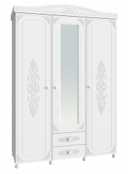 Шкаф трёхдверный с зеркалом Ассоль АС-27 белое дерево