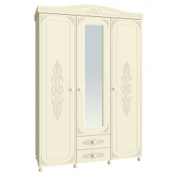 Шкаф трёхдверный с зеркалом Ассоль плюс АС-27 ваниль