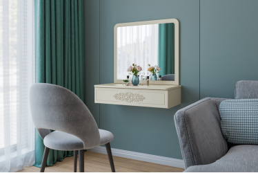 Комплект тумба подвесная с зеркалом Ассоль плюс АС-69-ТН-30 ваниль