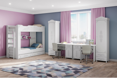 Гарнитур для детской Ассоль АС-054 белое дерево