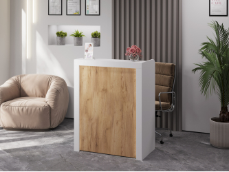 Тумба/ресепшн Р-01 белый структурный/дуб крафт золотой