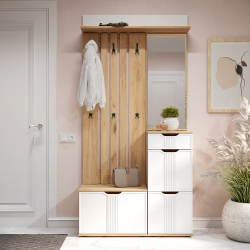 Комплект мебели для прихожей Эмилия ЭЛ-002 дуб крафт золотой/меренга