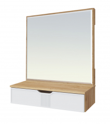 Комплект тумба подвесная с зеркалом ЭЛ-22-ЭЛ-24 дуб крафт золотой/меренга