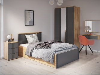 Комплект мебели для спальни Эмилия ЭЛ-011 дуб крафт золотой/графит