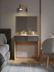Комплект туалетный столик с зеркалом Эмилия ЭЛ-36+ЭЛ-24 дуб крафт золотой/графит