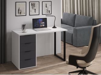 Стол С-400 белый структурный/графит