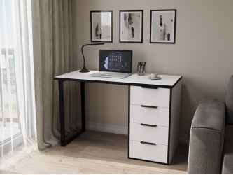 Стол С-400 белый структурный/меренга/черная кромка