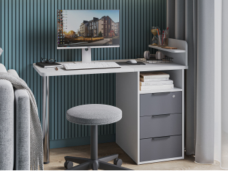 Стол С-405 белый структурный/графит