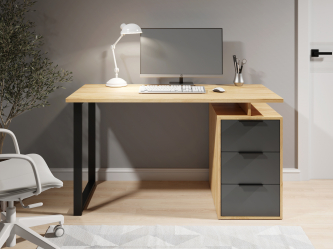 Стол С-406 дуб крафт золотой/графит (1350*600)