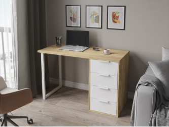 Стол С-410 блэквуд ячменный/меренга (1200х550 белая опора)