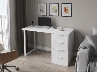 Стол С-410 белый структурный/меренга (1200х550 белая опора)