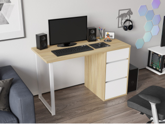 Стол С-411 блэквуд ячменный/меренга (1200х550 белая опора)