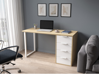 Стол С-412 блэквуд ячменный/меренга (1350х550 белая опора)