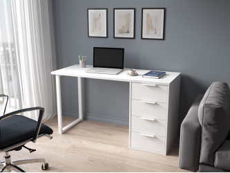 Стол С-412 белый структурный/меренга (1350х550 белая опора)