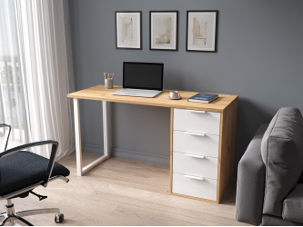 Стол С-412 дуб крафт золотой/меренга (1350х550 белая опора)