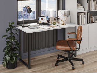 Стол С-600 белый структурный/каркас черный (1350х600)