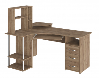 Стол компьютерный С-237 с полкой СЕ-237 дуб крафт табачный