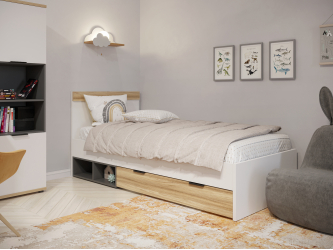 Комплект мебели для детской Скайлайт СЛ-005 блэквуд ячменный/графит/белый/меренга