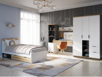 Комплект мебели для детской Скайлайт СЛ-009 блэквуд ячменный/графит/белый/меренга