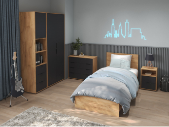 Комплект мебели для спальни Оптима ОП-108 дуб крафт золотой/графит