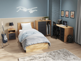 Комплект мебели для спальни Оптима ОП-103 дуб крафт золотой/графит