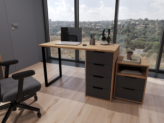 Комплект мебели для офиса Оптима ОП-115 дуб крафт золотой/графит