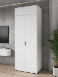 Комплект Шкаф с антресолью Оптима ОП-122 белый структурный/меренга