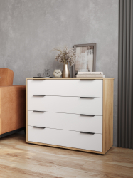 Комод Оптима ОП-04 дуб крафт золотой/меренга