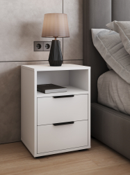 Тумба прикроватная Оптима ОП-07 белый структурный/меренга