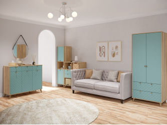 Комплект мебели для гостиной Велламо ВО-102 блэквуд ячменный/бирюза