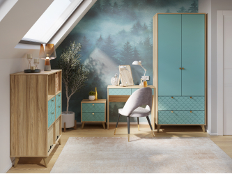 Комплект мебели для кабинета Велламо ВО-108 блэквуд ячменный/бирюза