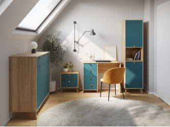 Комплект мебели для кабинета Велламо ВО-109 блэквуд ячменный/морская волна