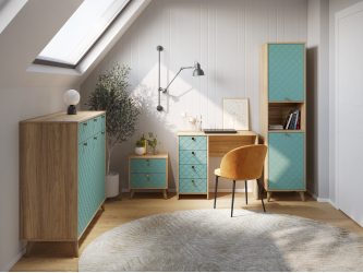 Комплект мебели для кабинета Велламо ВО-110 блэквуд ячменный/бирюза