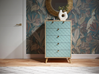 Комод Велламо ВО-02 блэквуд ячменный/бирюза