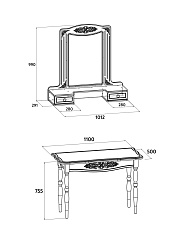 Комплект туалетный столик с зеркалом Ассоль плюс АС-3638 ваниль