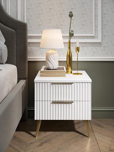 Тумба прикроватная Афина АФ-02 белый бриллиант/бланж