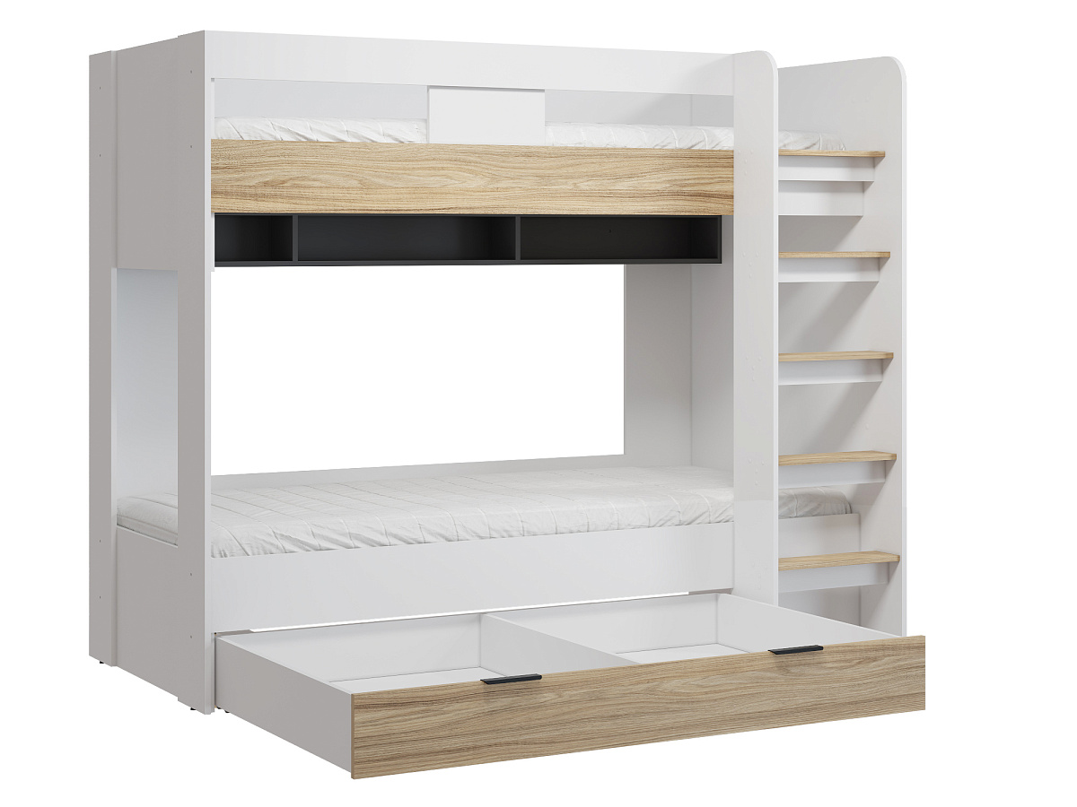 Кровать двухъярусная Скайлайт СЛ-30К (90/200) блэквуд ячменный/графит/белый