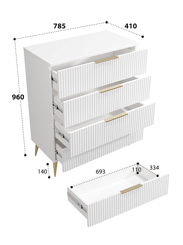 Комод Афина АФ-01 белый бриллиант/бланж