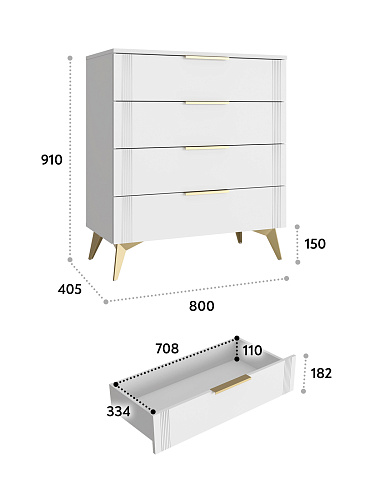 Комод Стелла СТ-02 белый бриллиант/бланж