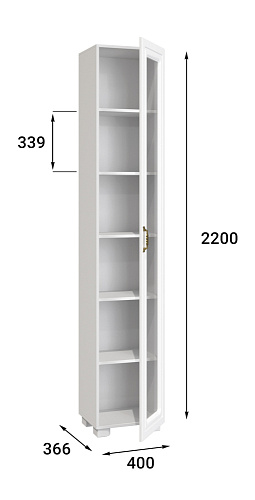 Шкаф-пенал со стеклом «Монблан» МБ-22К белое дерево