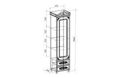 Шкаф-пенал со стеклом Ассоль плюс АС-1 ваниль